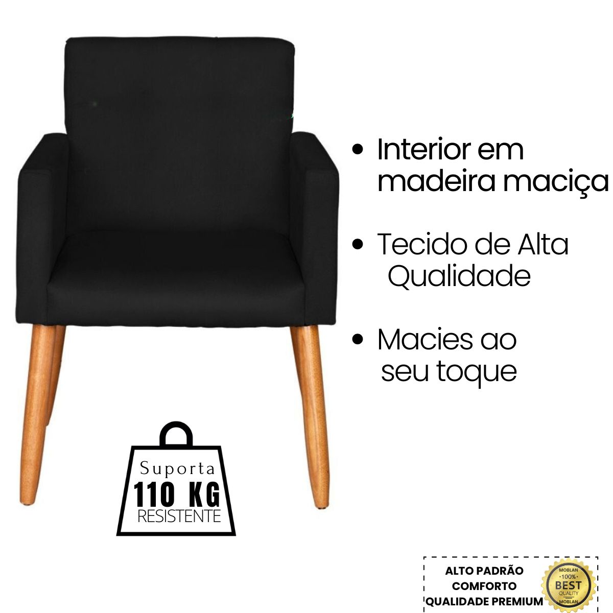 Poltrona Resistente para Recepção Confortável Escritório MOBLAN decor