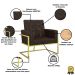 Poltrona com Base de Ferro Dourado para Clínica Corino Resistente MOBLAN decor