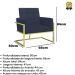 Poltrona com Base de Ferro Dourado para Clínica Corino Resistente MOBLAN decor