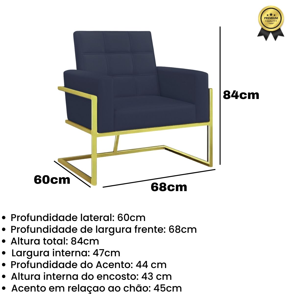 Poltrona com Base de Ferro Dourado para Clínica Corino Resistente MOBLAN decor