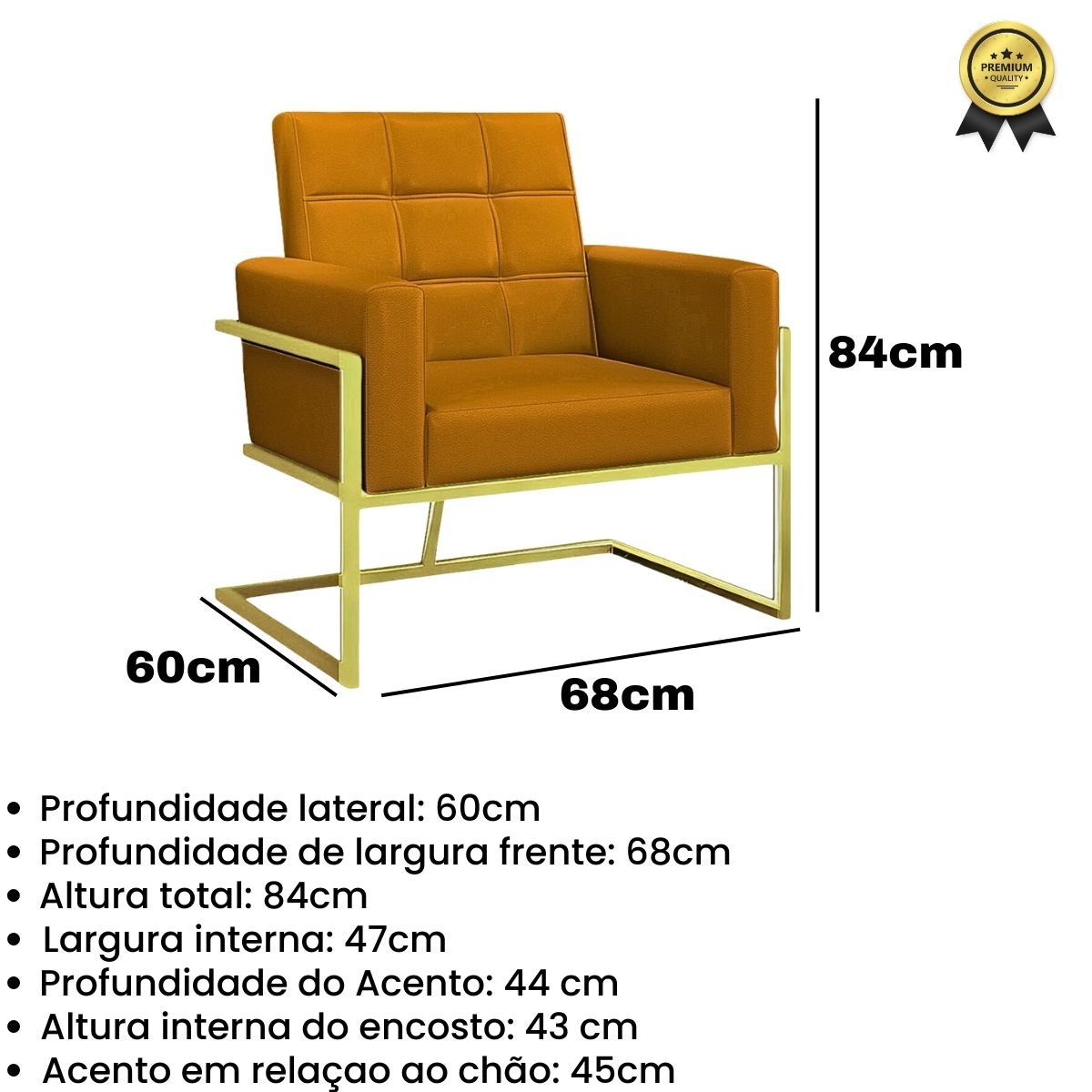 Poltrona com Base de Ferro Dourado para Clínica Corino Resistente MOBLAN decor
