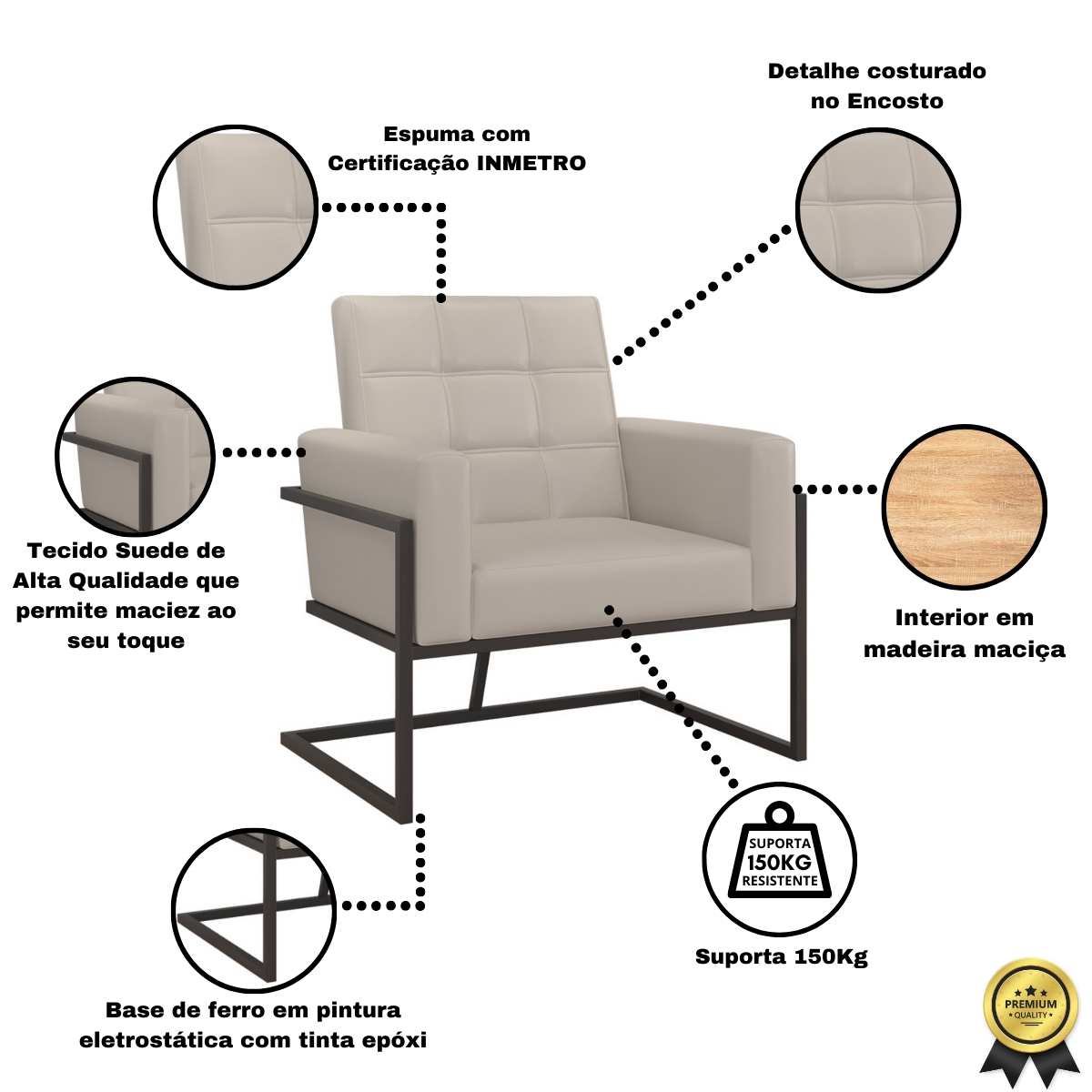 Poltrona com Base de Ferro para Clínica Corino Resistente MOBLAN decor