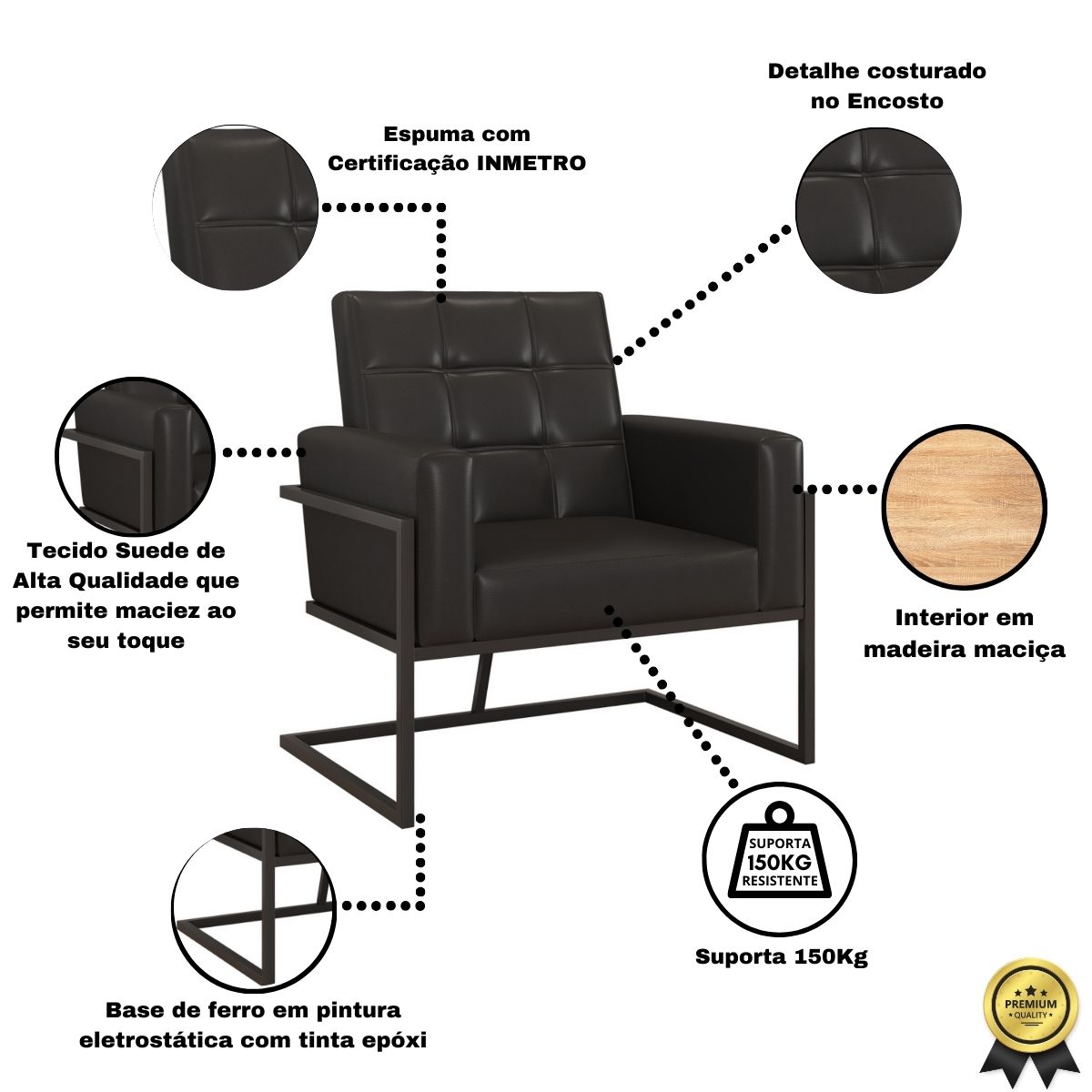 Poltrona com Base de Ferro para Clínica Corino Resistente MOBLAN decor