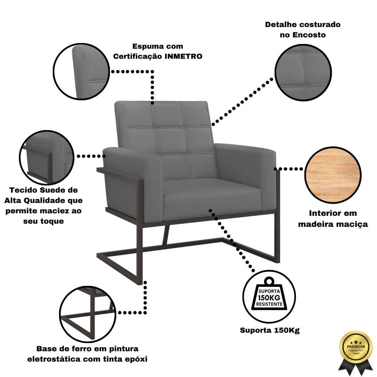 Poltrona com Base de Ferro para Clínica Corino Resistente MOBLAN decor