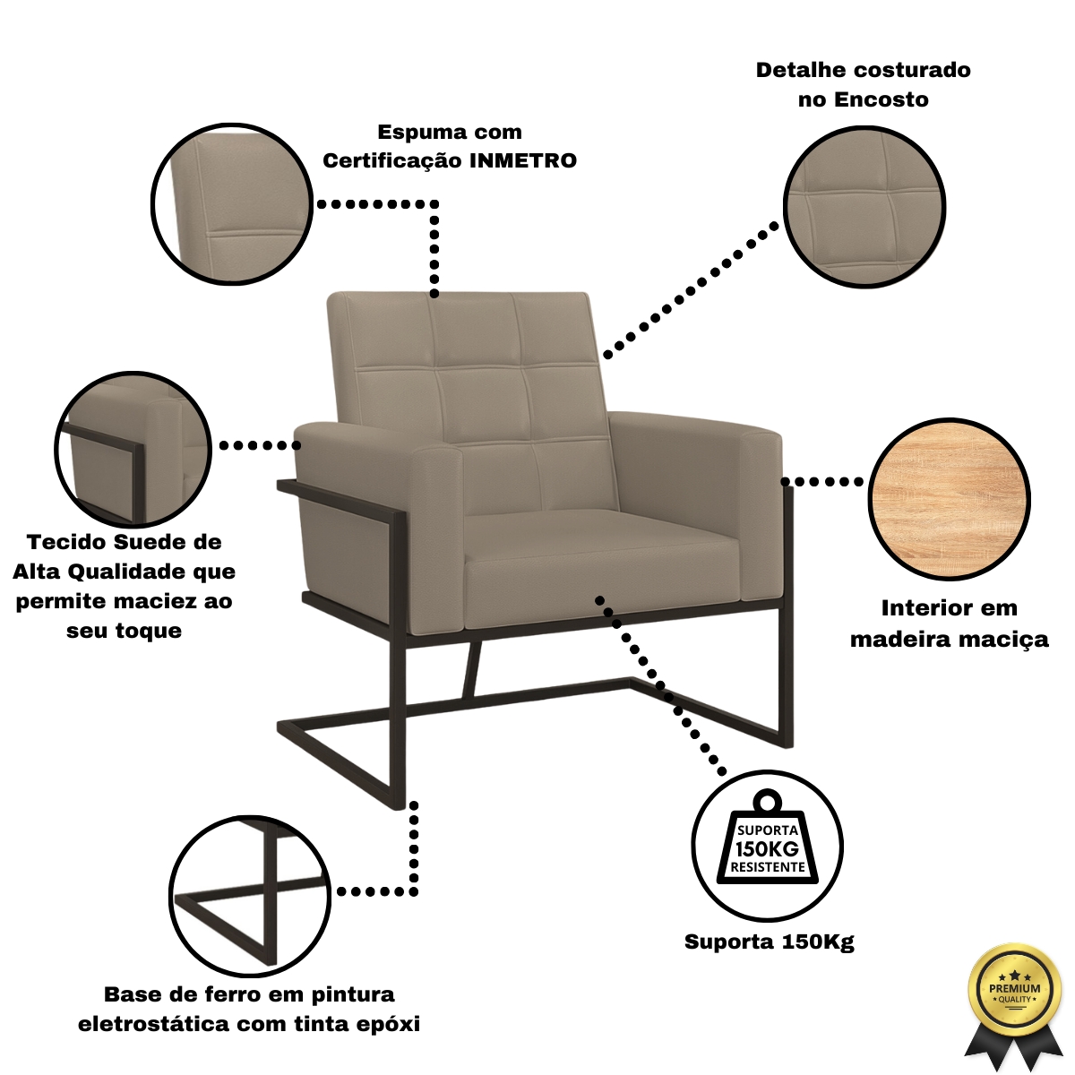 Poltrona com Base de Ferro para Clínica Corino Resistente MOBLAN decor