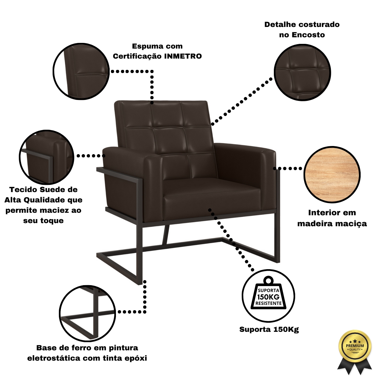 Poltrona com Base de Ferro para Clínica Corino Resistente MOBLAN decor