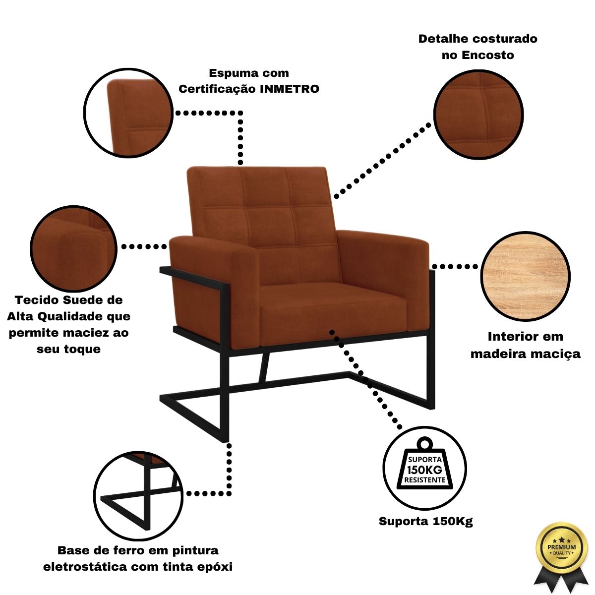 Poltrona com Base de Ferro para Clínica Corino Resistente MOBLAN decor