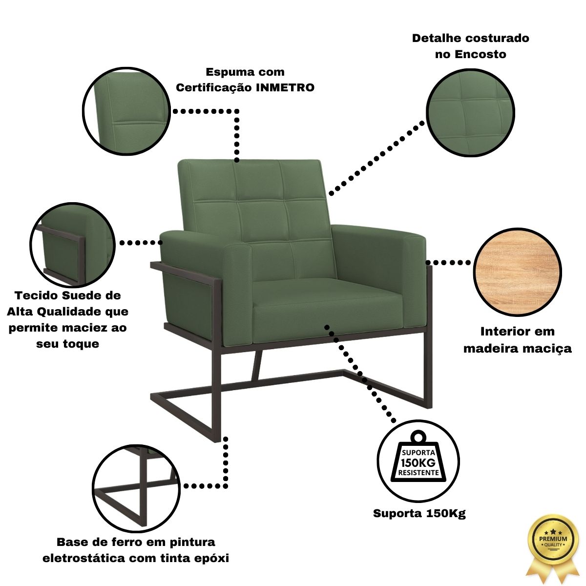 Poltrona com Base de Ferro para Clínica Corino Resistente MOBLAN decor