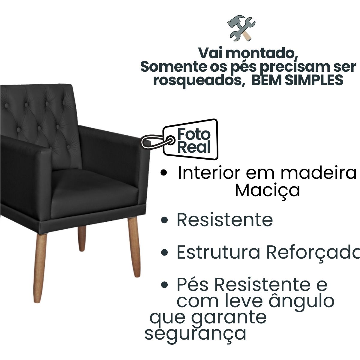 Poltrona para Clínica Resistente Recepção Corino Sala de Estar MOBLAN decor