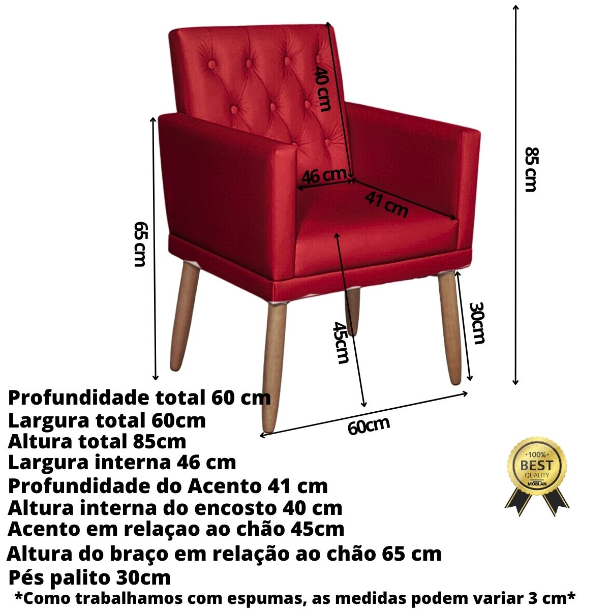 Poltrona para Clínica Resistente Recepção Corino Sala de Estar MOBLAN decor