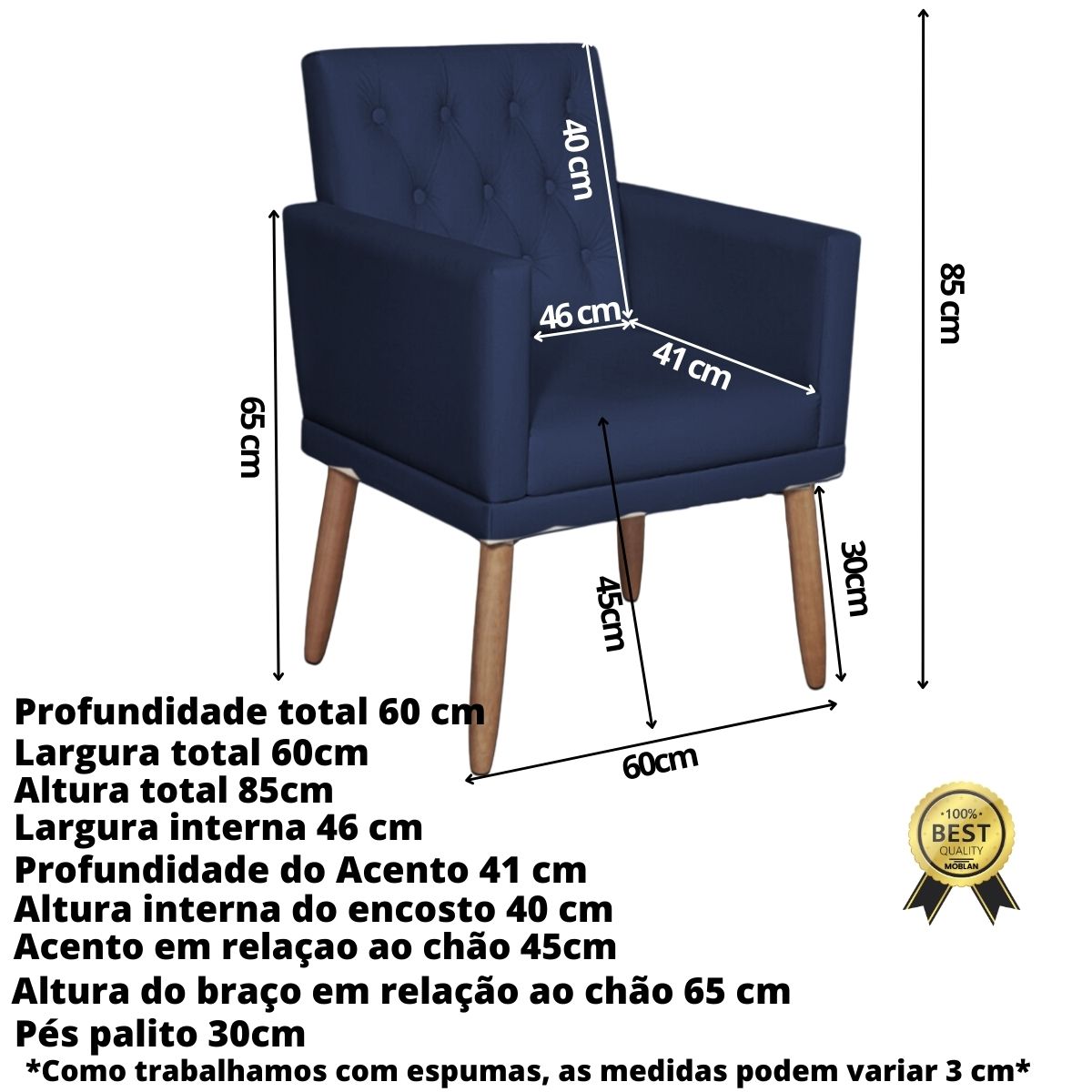 Poltrona para Clínica Resistente Recepção Corino Sala de Estar MOBLAN decor