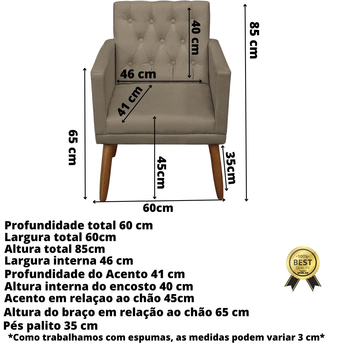 Poltrona para Clínica Resistente Recepção Sala de Estar MOBLAN decor