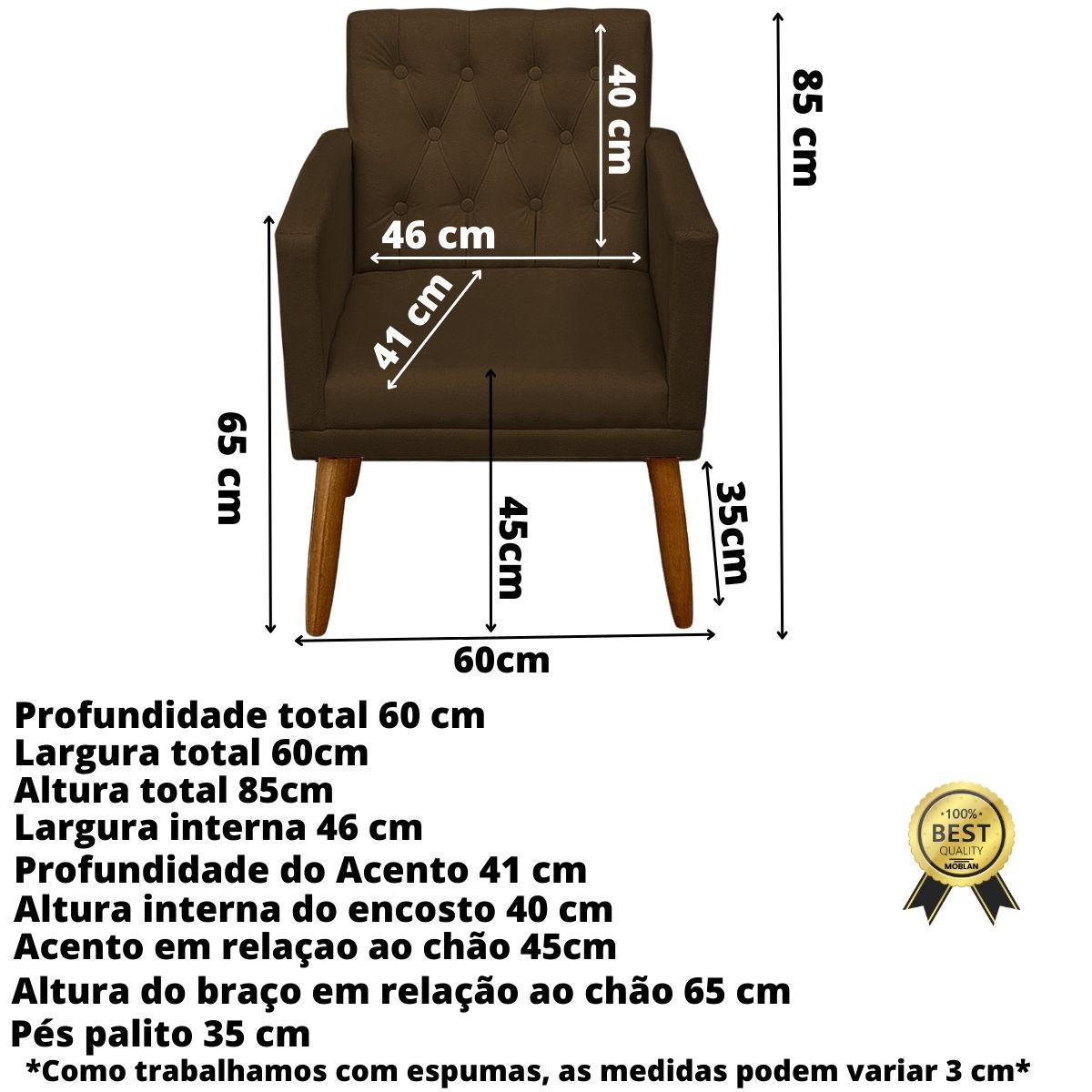 Poltrona para Clínica Resistente Recepção Sala de Estar MOBLAN decor