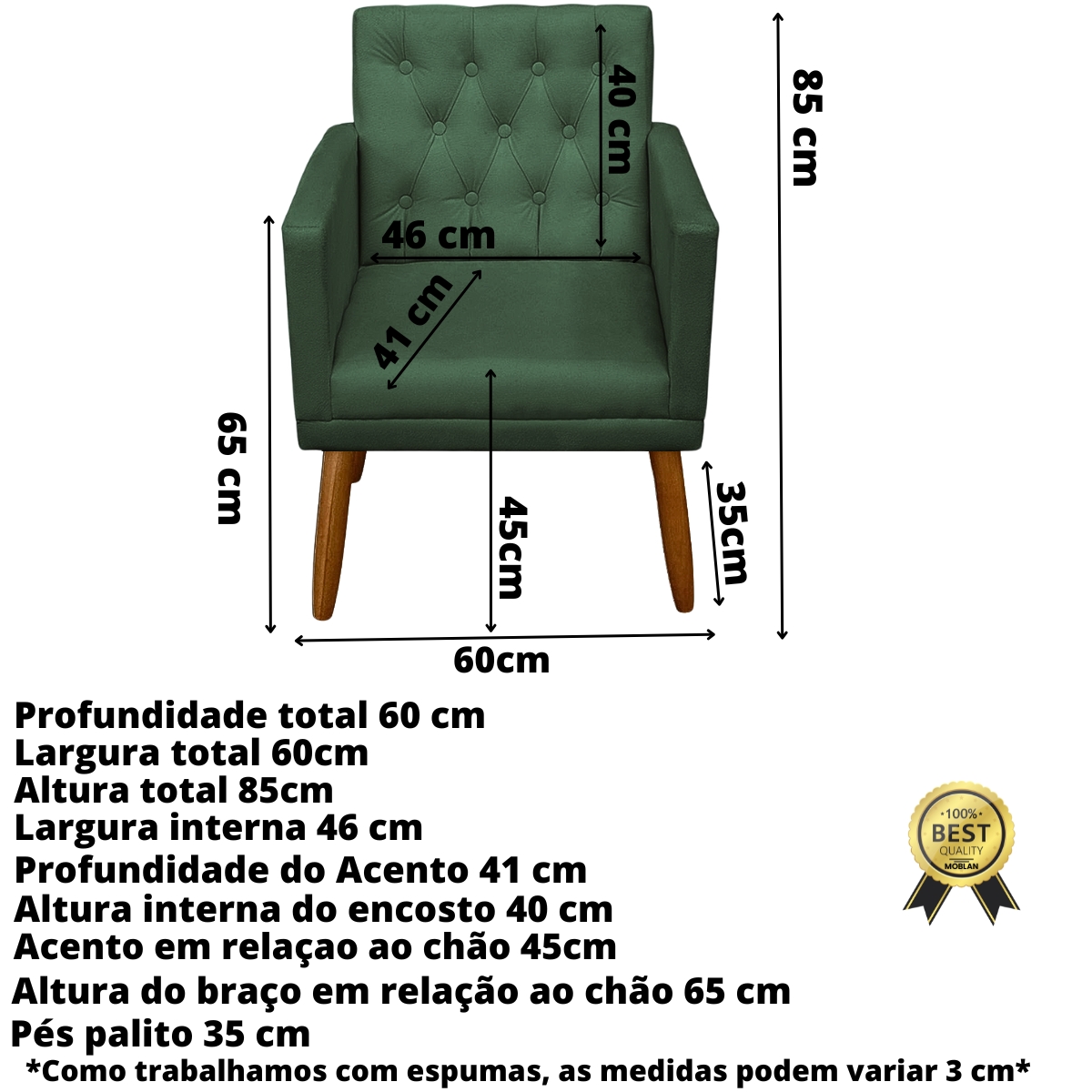 Poltrona para Clínica Resistente Recepção Sala de Estar MOBLAN decor