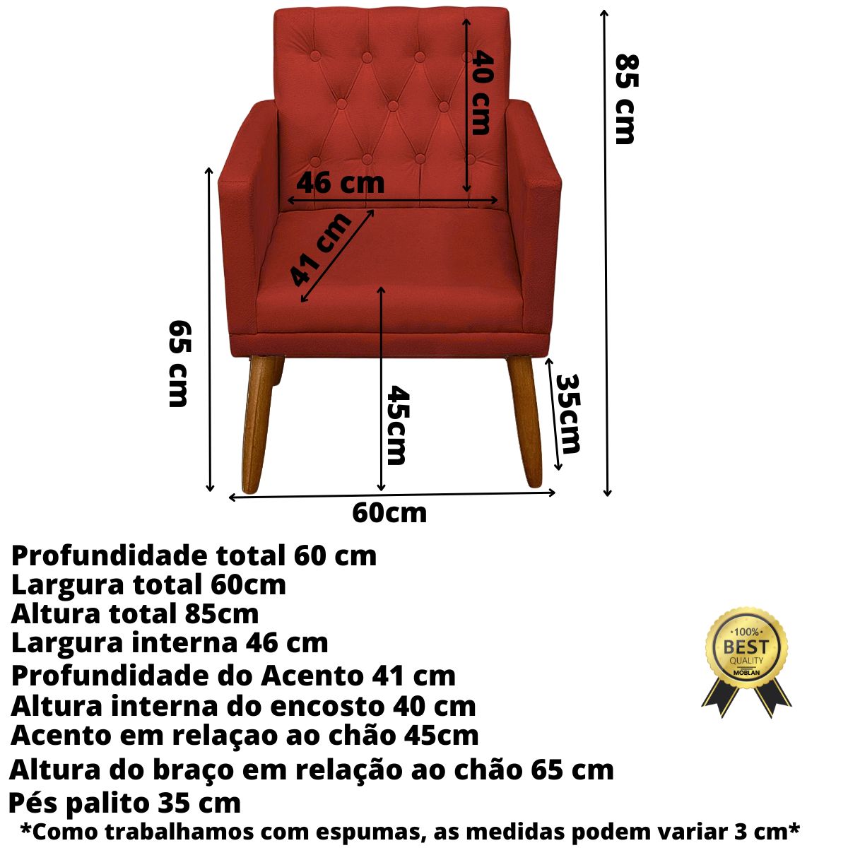 Poltrona para Clínica Resistente Recepção Sala de Estar MOBLAN decor