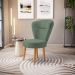 Poltrona para Recepção Camarim Sala de Jantar Ergonômica Tecido Veludo Pés de Madeira