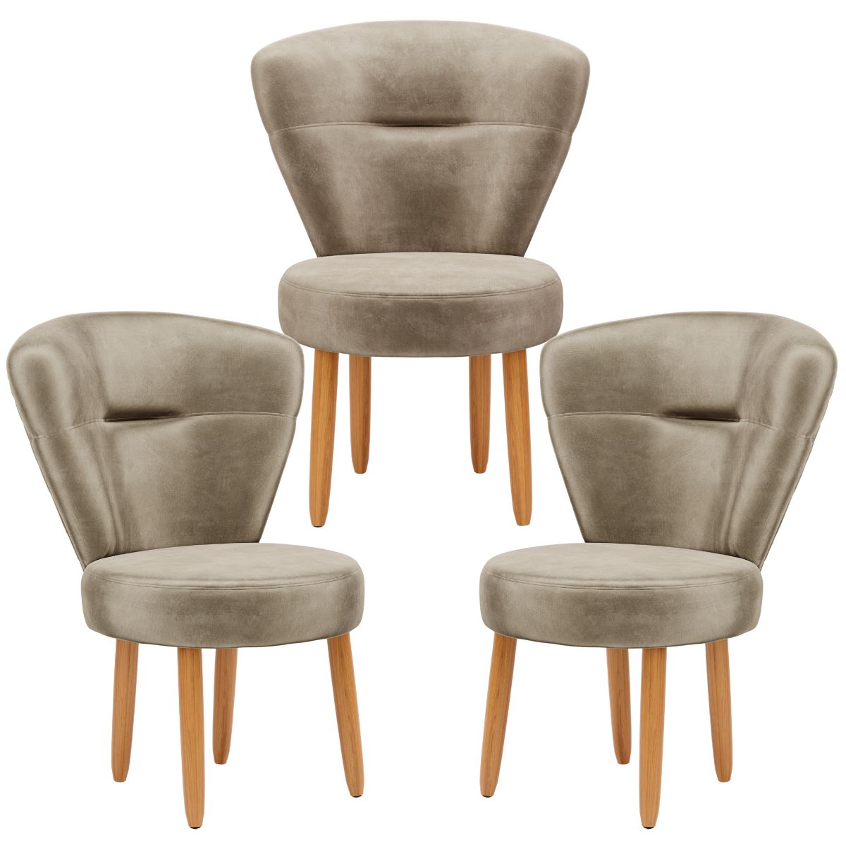 kit 3 Cadeiras para Recepção Maquiagem Mesa de Jantar Tecido Veludo Ergonômica Pés Palito