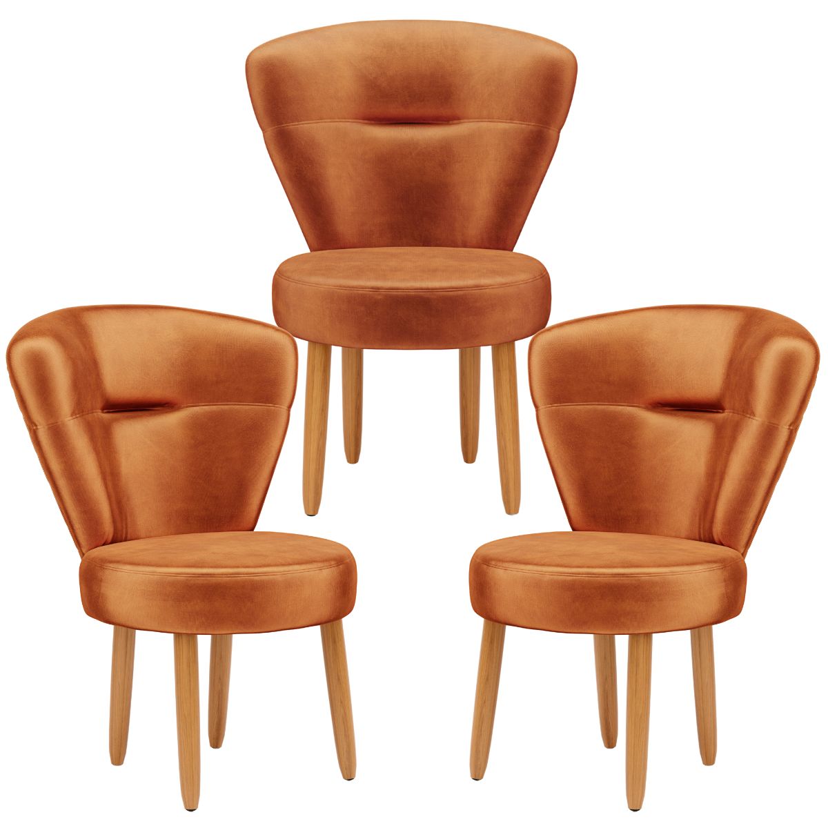 kit 3 Cadeiras para Recepção Maquiagem Mesa de Jantar Tecido Veludo Ergonômica Pés Palito