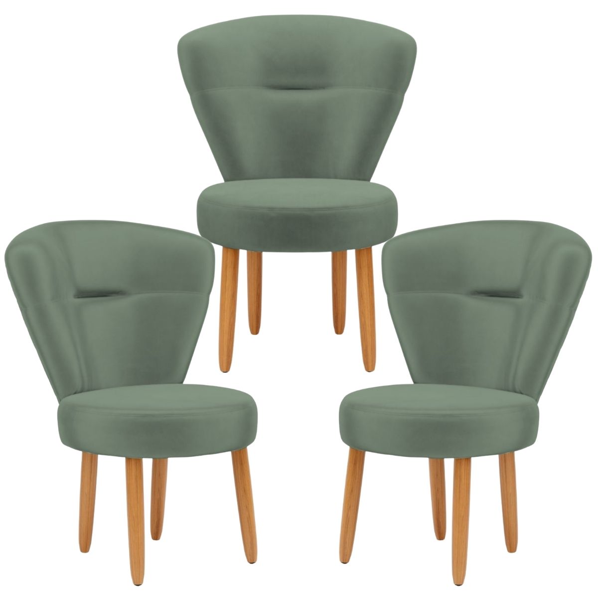kit 3 Cadeiras para Recepção Maquiagem Mesa de Jantar Tecido Veludo Ergonômica Pés Palito
