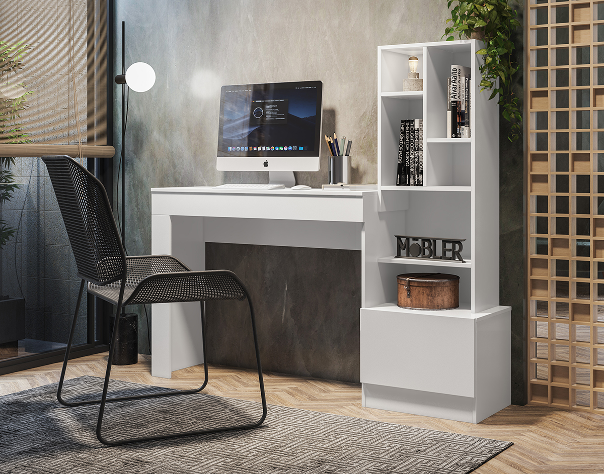 Escrivaninha Office Com Nichos 3003030 Branco MBL