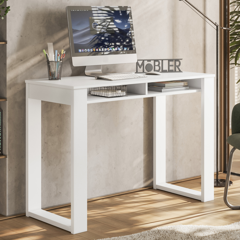 Escrivaninha Para Escritorio Megow 104 cm Branco MBL