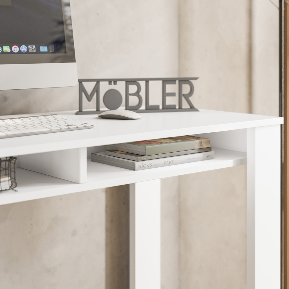 Escrivaninha Para Escritorio Megow 104 cm Branco MBL