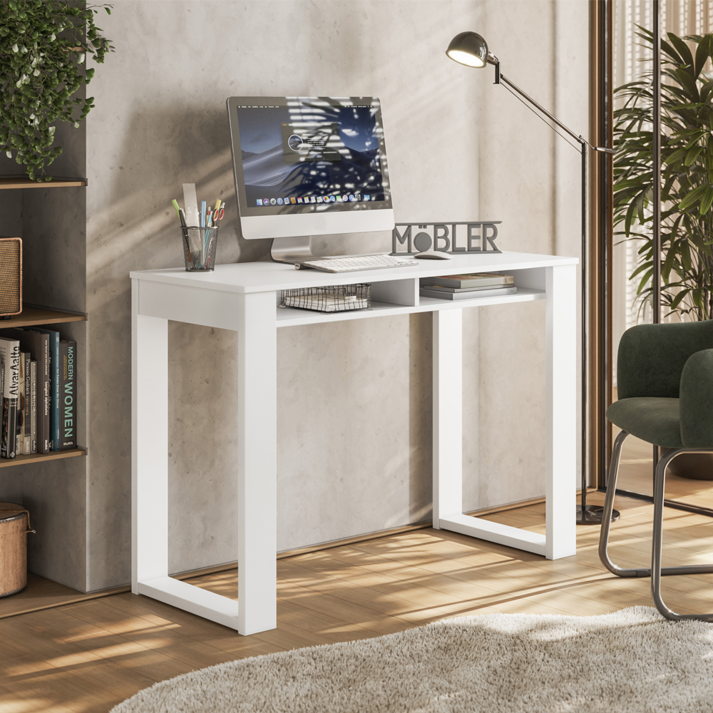 Escrivaninha Para Escritorio Megow 104 cm Branco MBL
