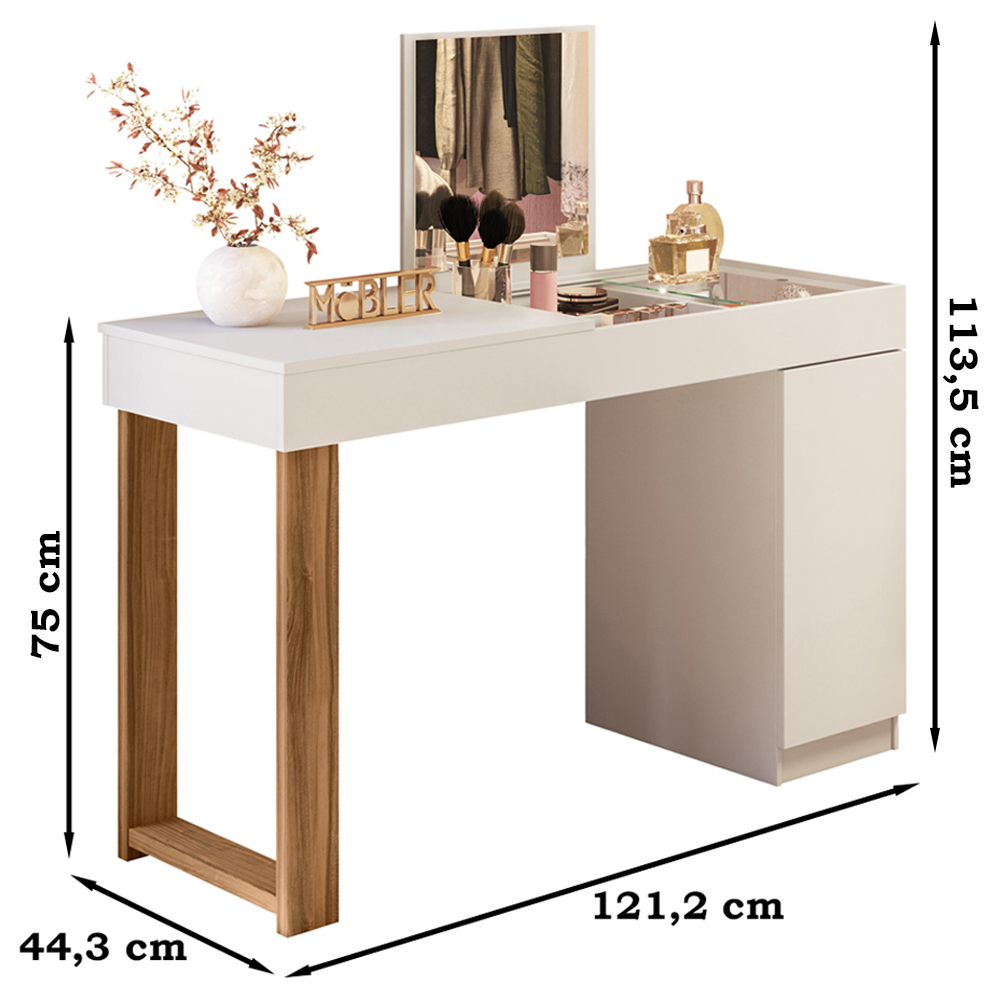 Escrivaninha Penteadeira Marih 121 cm Branco Cinamomo Mell MBL