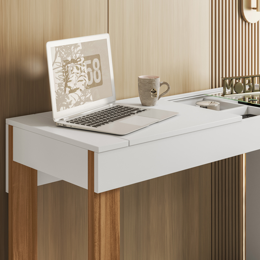 Escrivaninha Penteadeira Reppy 112 cm Branco Cinamomo Mell MBL