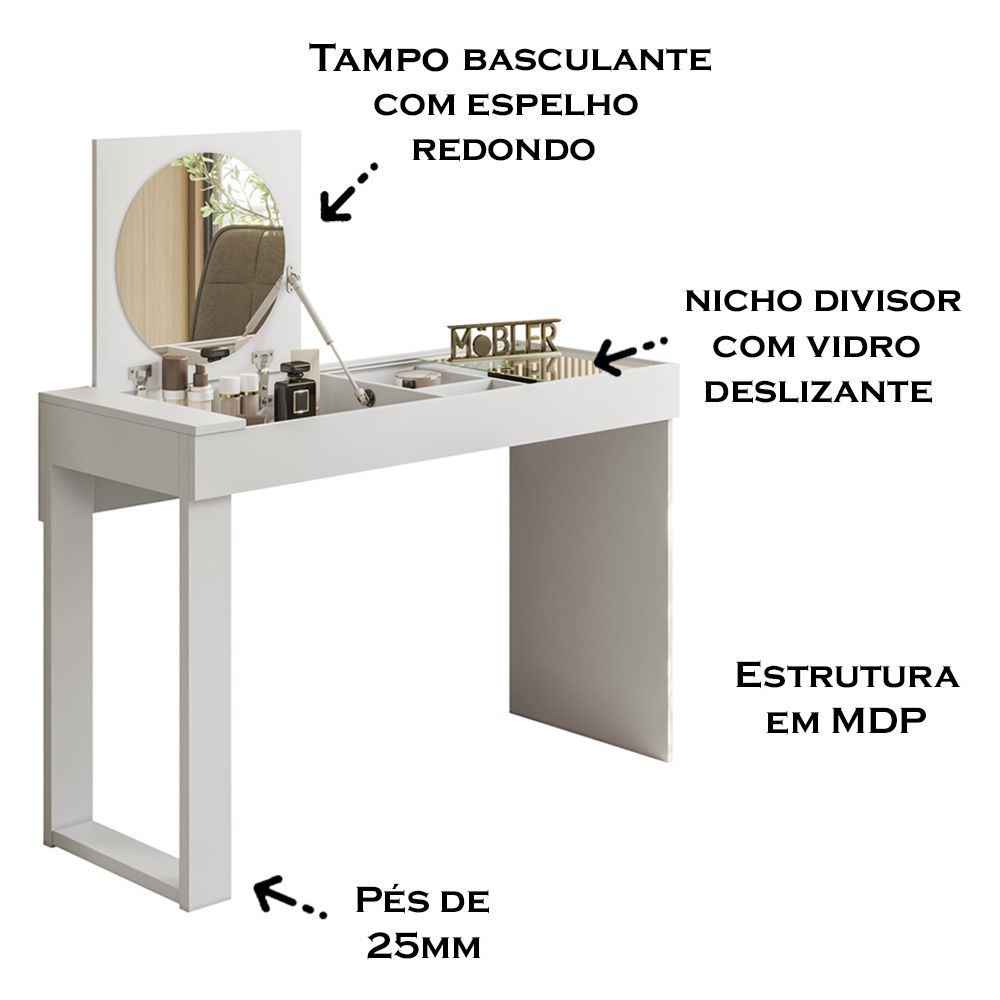 Escrivaninha Penteadeira Reppy 112 cm Branco MBL
