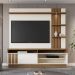 Home Mariana com LED e 1 Porta Ripada para TV até 55” Off White/Amendoa