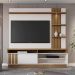 Home Mariana com LED e 1 Porta Ripada para TV até 55” Perola Metalizado/Amendoa
