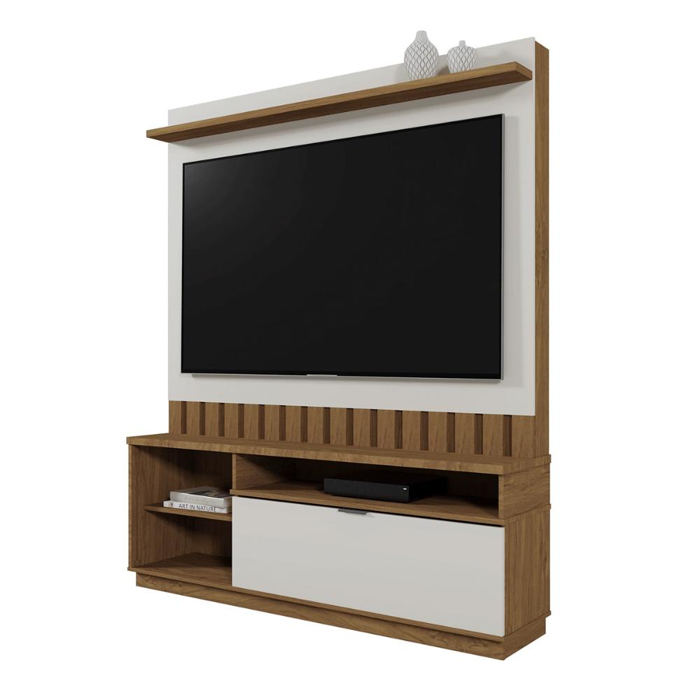 Home Painel Diamantina para TV até 60” Polegadas com 1 Porta Amendoa/Off White
