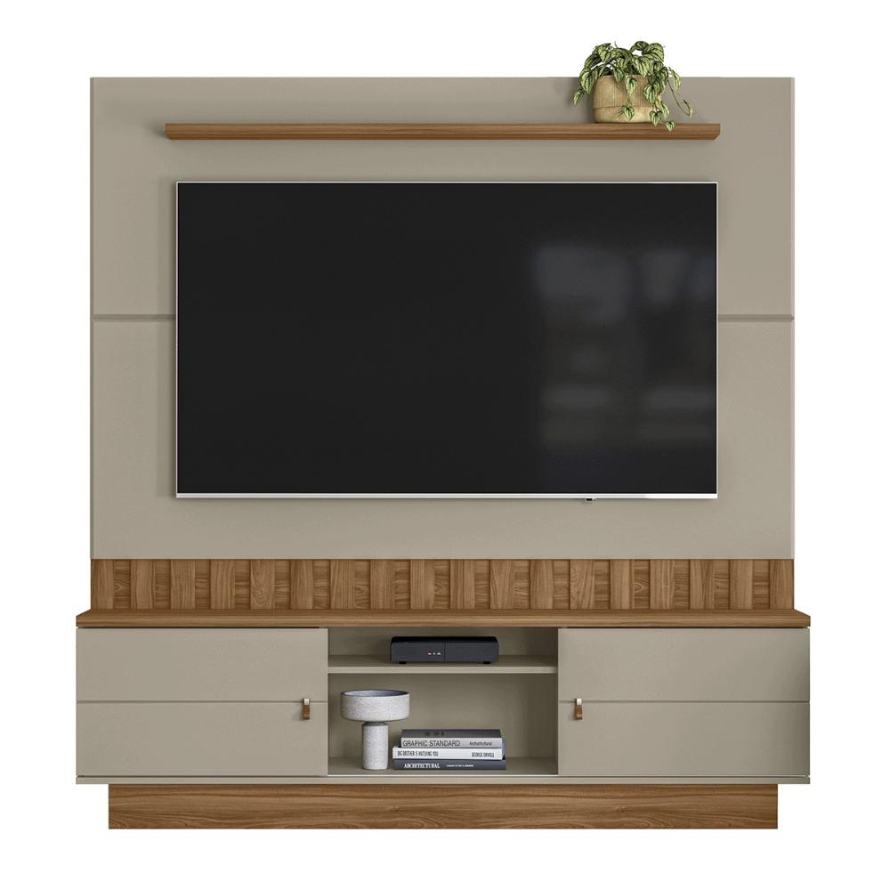 Home Painel Florianopolis Ripado Para TV até 70" Polegadas Grigio/Amendoa