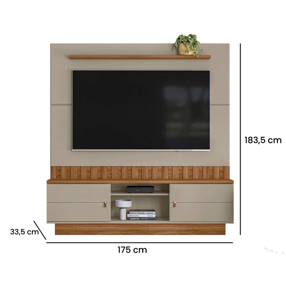 Home Painel Florianopolis Ripado Para TV até 70" Polegadas Grigio/Amendoa