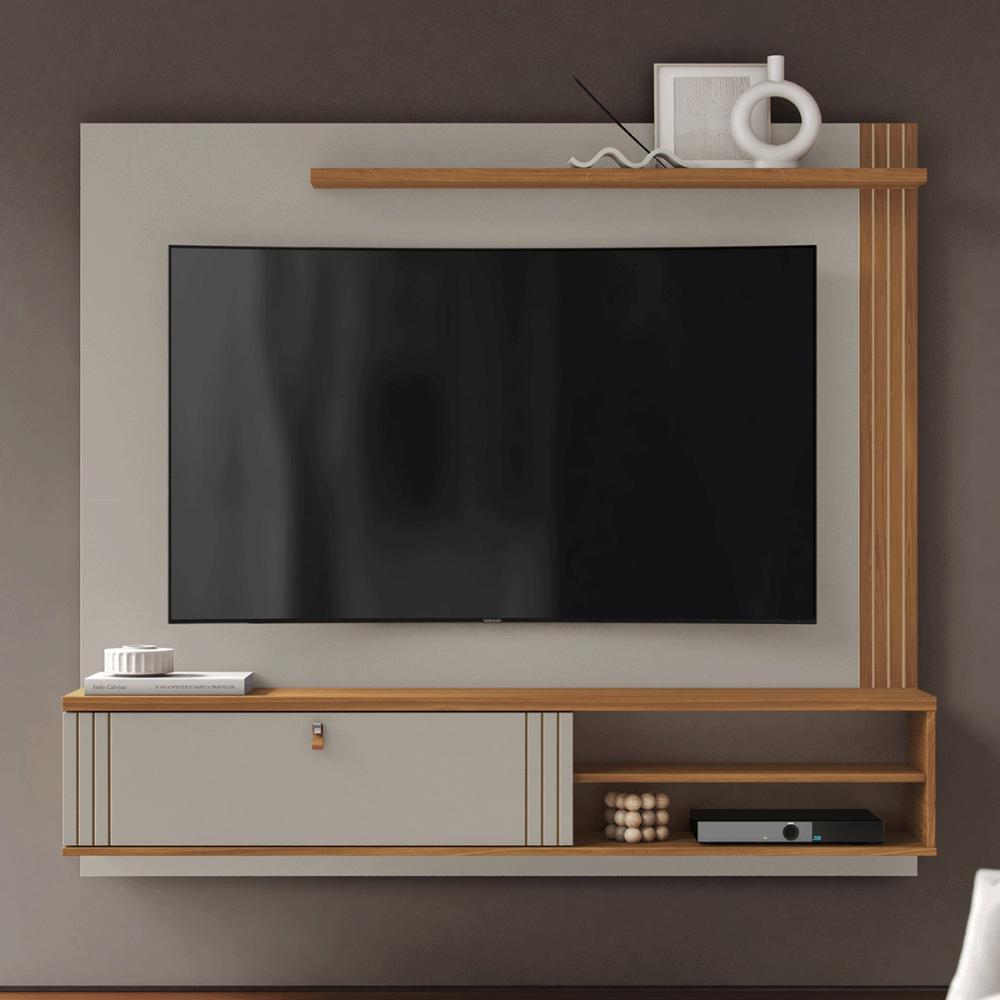 Home Painel Suspenso Laredo 1.6 para TV até 65” com 1 Porta Grigio Fosco/Cinamomo