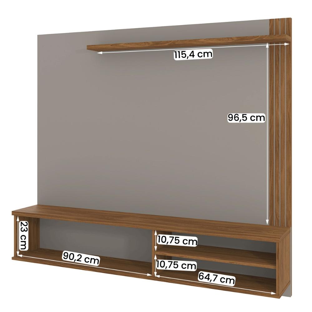 Home Painel Suspenso Laredo 1.6 para TV até 65” com 1 Porta Grigio Fosco/Cinamomo