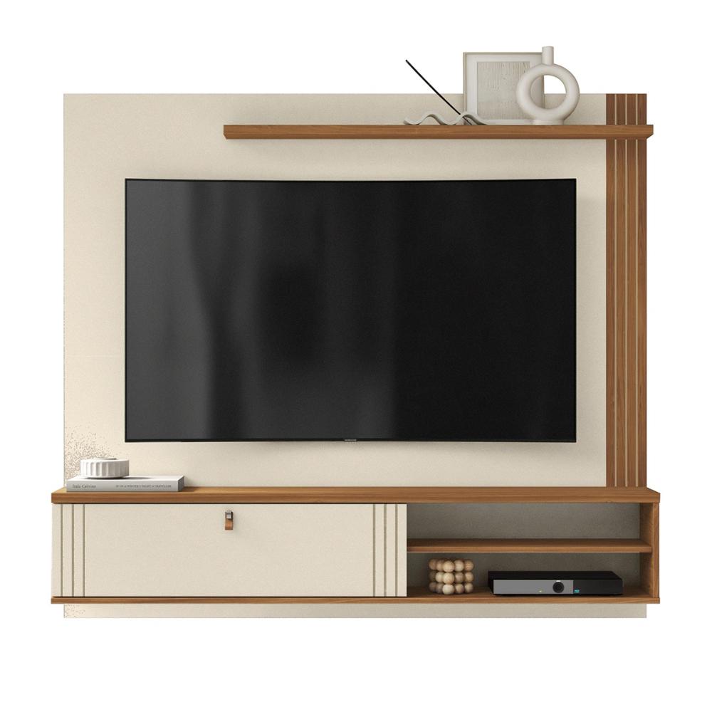 Home Painel Suspenso Laredo 1.6 para TV até 65” com 1 Porta Perola Metalizado/Cinamomo