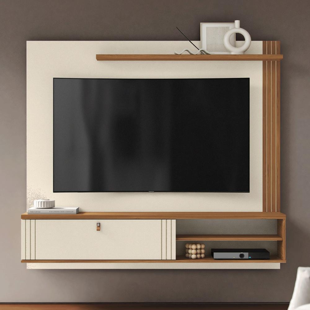 Home Painel Suspenso Laredo 1.6 para TV até 65” com 1 Porta Perola Metalizado/Cinamomo