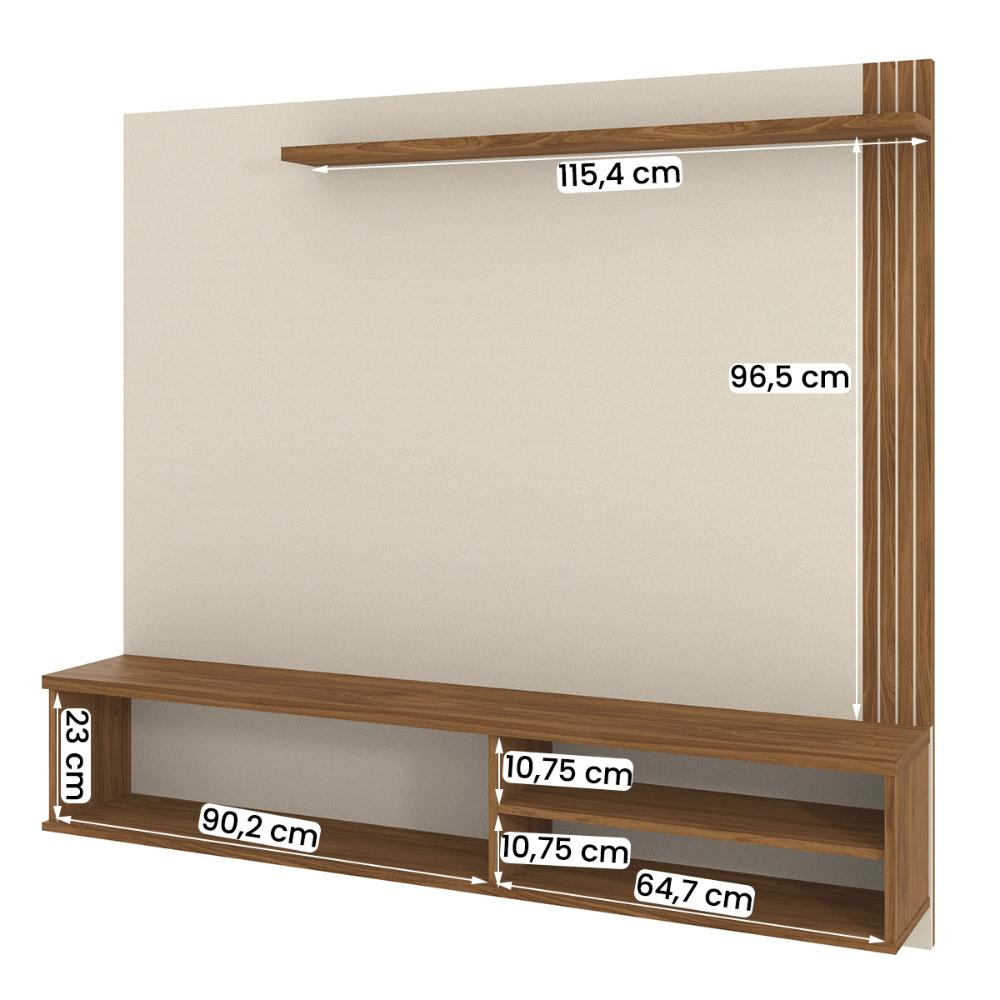Home Painel Suspenso Laredo 1.6 para TV até 65” com 1 Porta Perola Metalizado/Cinamomo
