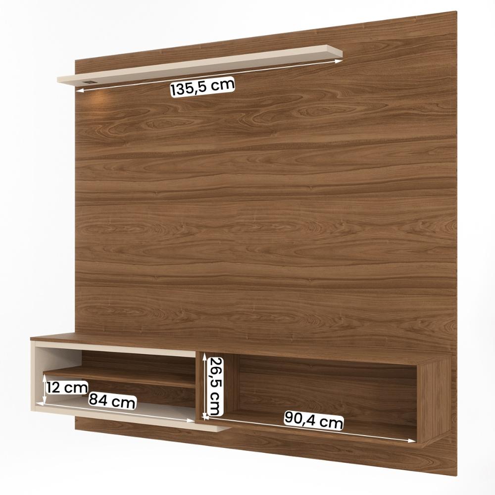 Home Painel Suspenso Trenton 1.8 com LED para TV até 70” Cinamomo/Perola Metalizado
