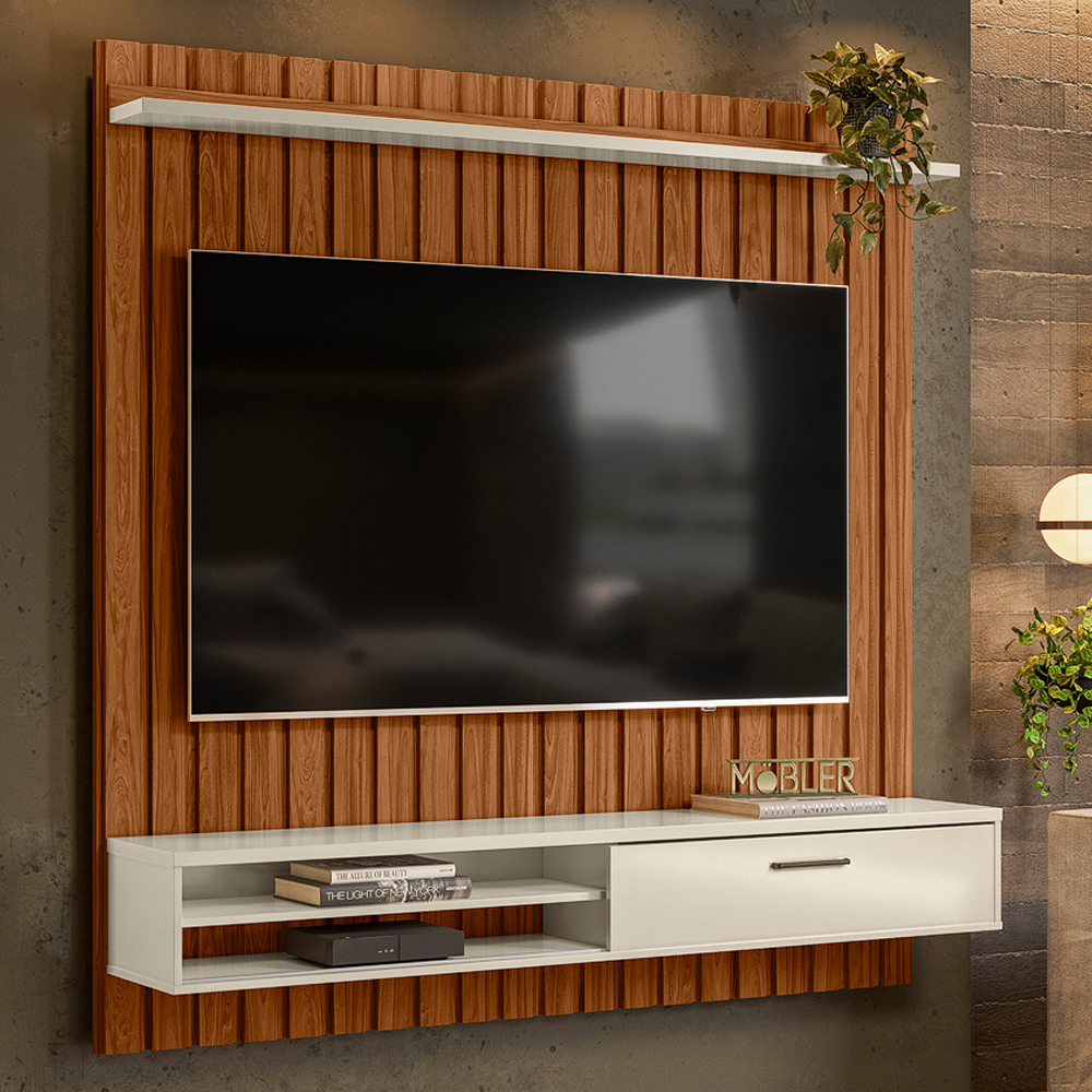 Painel Home Suspenso TV 75 Pol 5005888 Cinamomo Mell Off White MBL