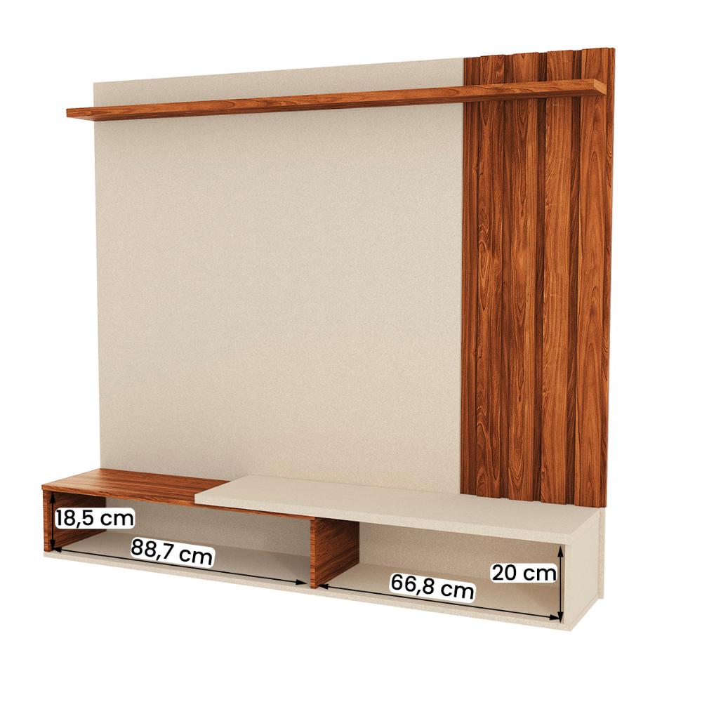 Painel Home Suspenso Vegas 1.6 com Ripado e 1 Porta 160 cm Perola Metalizado/Cinamomo