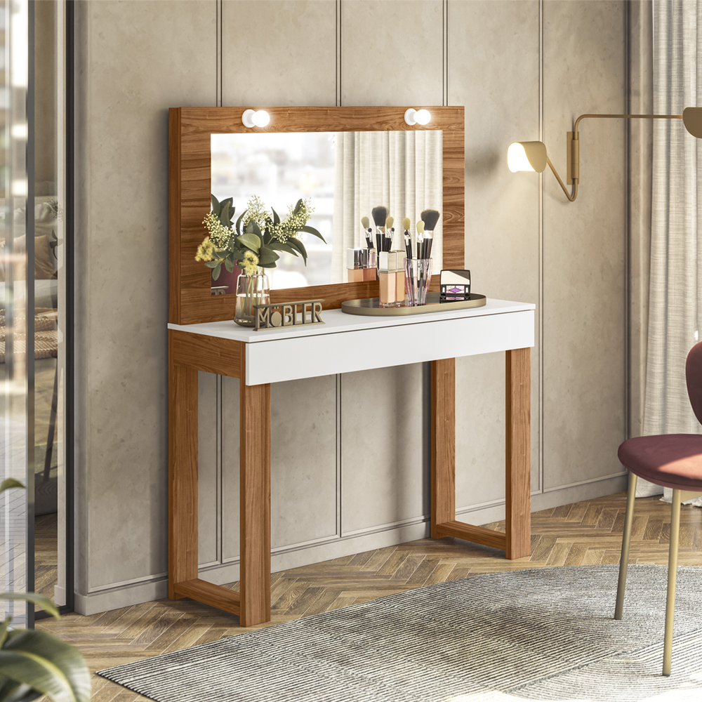 Penteadeira Camarim Rill 110 cm Cinamomo Mell Branco MBL