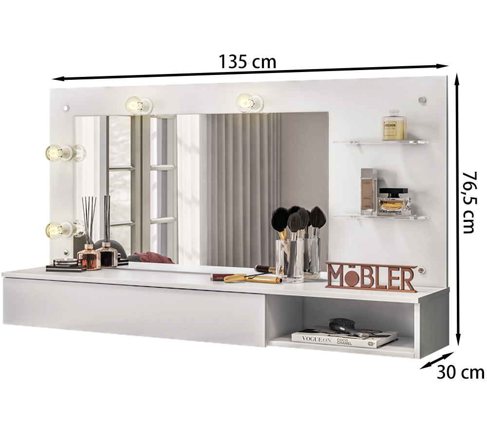 Penteadeira Camarim Suspensa 3003031 Branco MBL