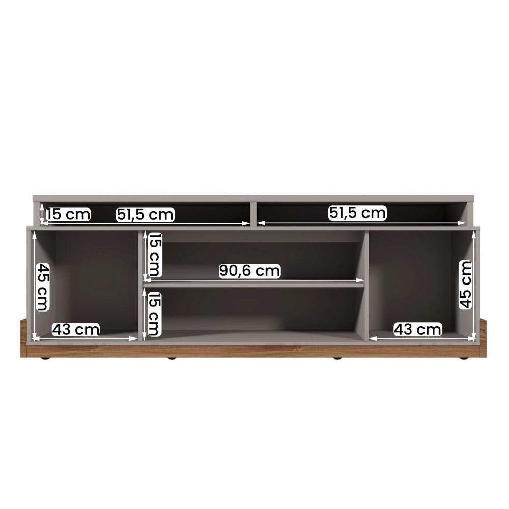 Rack Bancada Montana 1.8 para TV até 75” com Rodízios Grigio Fosco/Cinamomo