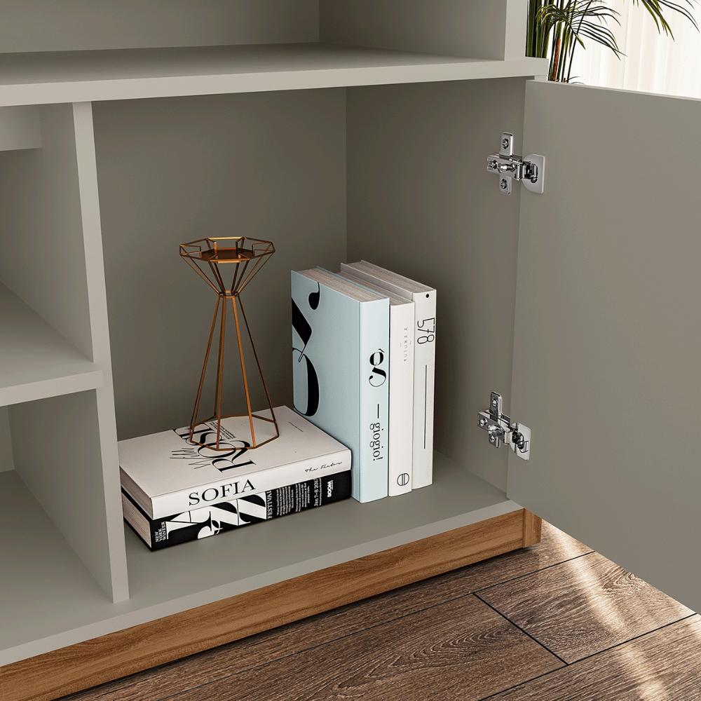 Rack Bancada Montana 1.8 para TV até 75” com Rodízios Grigio Fosco/Cinamomo