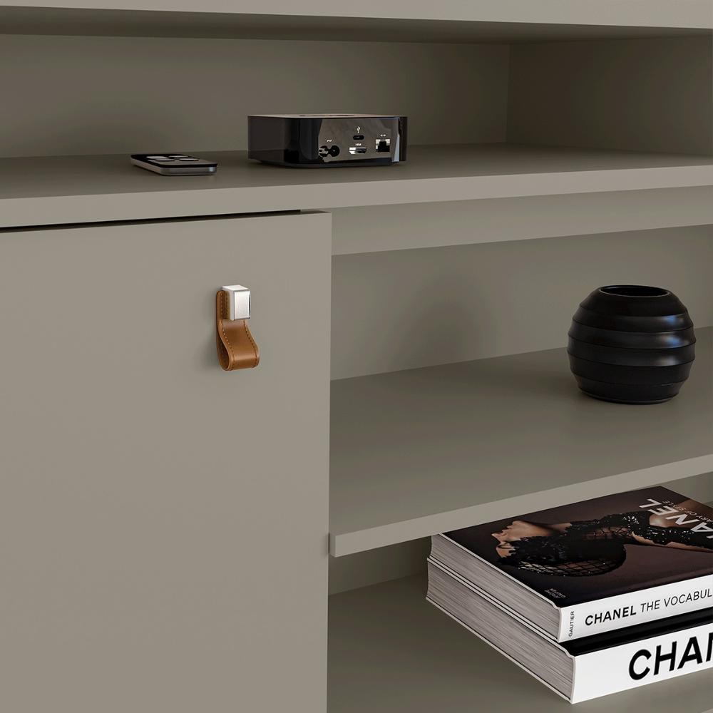 Rack Bancada Montana 1.8 para TV até 75” com Rodízios Grigio Fosco/Cinamomo
