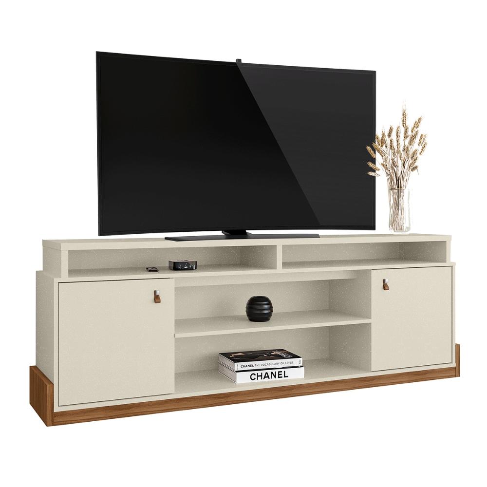 Rack Bancada Montana 1.8 para TV até 75” com Rodízios Perola Metalizado/Cinamomo