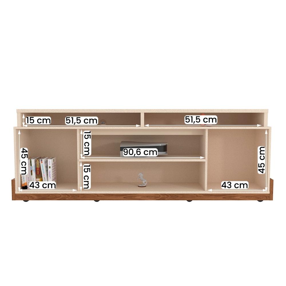 Rack Bancada Montana 1.8 para TV até 75” com Rodízios Perola Metalizado/Cinamomo